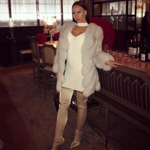 Guess Ribbed White Sweater dress